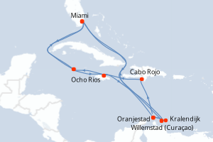 carte itinéraire croisière Caraïbes Bahamas 20 jours au départ du port de Miami