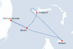 Carte de l'itinéraire de croisière Fort Lauderdale-Fort Lauderdale d'une durée de 3 jours