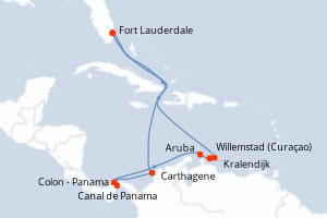 carte itinéraire croisière Caraïbes Bahamas 11 jours au départ du port de Fort Lauderdale