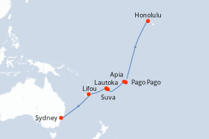 carte itinéraire croisière Hawaii 15 jours au départ du port de Sydney