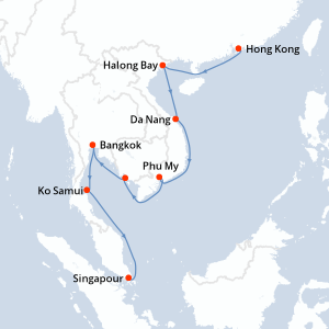 Itinéraire croisière Holland America Line au départ de Hong Kong