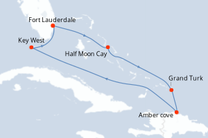 Itinéraire croisière Holland America Line au départ de Fort Lauderdale