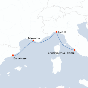 Itinéraire croisière MSC Croisières au départ de Civitavecchia - Rome