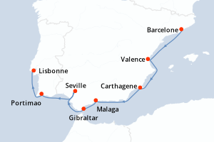 Itinéraire croisière Azamara au départ de Barcelone