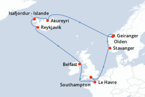 Itinéraire croisière Norwegian Cruise Line au départ de Southampton