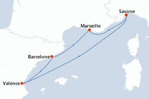 Itinéraire croisière Costa Croisières au départ de Savone