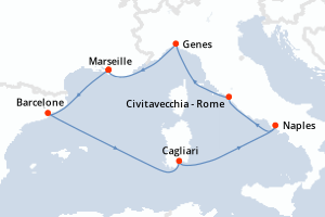 Itinéraire croisière Costa Croisières au départ de Marseille