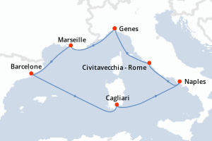 Itinéraire croisière Costa Croisières au départ de Genes