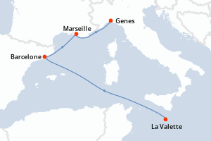 Itinéraire croisière MSC Croisières au départ de La Valette