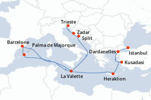 Itinéraire croisière Cunard au départ de Trieste