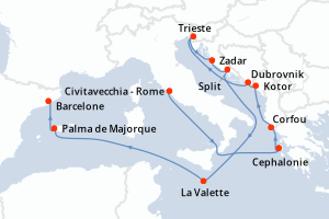 Itinéraire croisière Cunard au départ de Civitavecchia - Rome