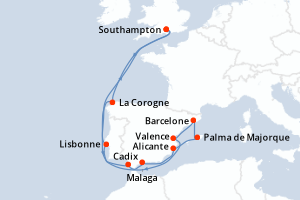 Itinéraire croisière MSC Croisières au départ de Southampton