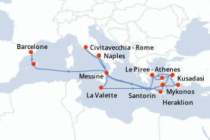 Itinéraire croisière Princess Cruises au départ de Le Piree - Athenes