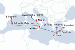 Itinéraire croisière Princess Cruises au départ de Civitavecchia - Rome