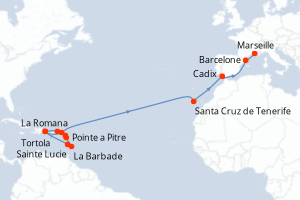 Itinéraire croisière Costa Croisières au départ de La Romana