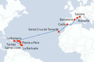 Itinéraire croisière Costa Croisières au départ de La Romana