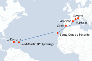 Itinéraire croisière Costa Croisières au départ de La Romana