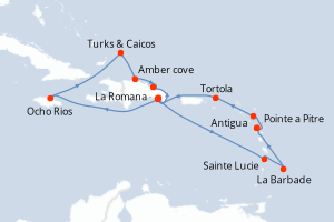 Itinéraire croisière Costa Croisières au départ de Pointe a Pitre