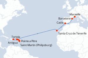 Itinéraire croisière Costa Croisières au départ de Pointe a Pitre