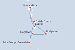 Itinéraire croisière MSC Croisières au départ de Fort de France