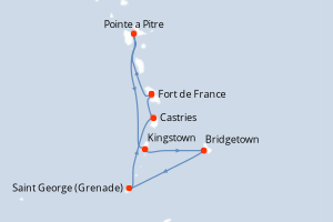 Itinéraire croisière MSC Croisières au départ de Fort de France