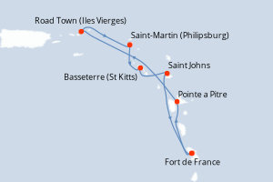 Itinéraire croisière MSC Croisières au départ de Fort de France