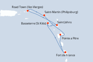 Itinéraire croisière MSC Croisières au départ de Fort de France