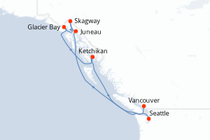 Itinéraire croisière Princess Cruises au départ de Seattle