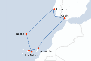 Itinéraire croisière Silversea au départ de Lisbonne