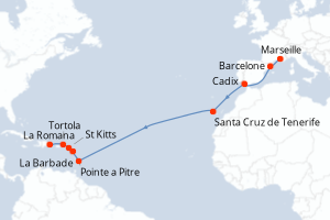 Itinéraire croisière Costa Croisières au départ de Marseille