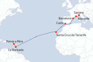 Itinéraire croisière Costa Croisières au départ de Savone