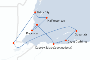 Itinéraire croisière Ponant au départ de Belize City