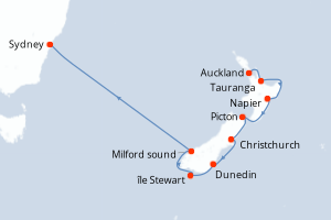 Itinéraire croisière Azamara au départ de Auckland