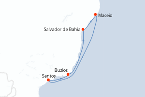 Itinéraire croisière MSC YACHT CLUB au départ de Santos