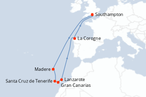 Itinéraire croisière Cunard au départ de Southampton