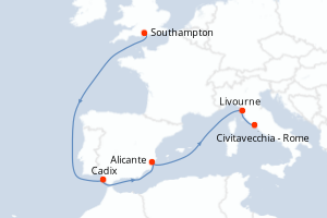 Itinéraire croisière Cunard au départ de Southampton