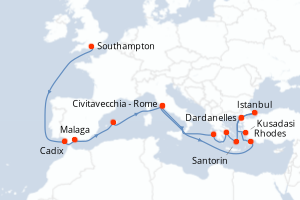 Itinéraire croisière Cunard au départ de Southampton