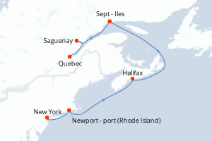 Itinéraire croisière Cunard au départ de New York