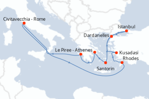 Itinéraire croisière Cunard au départ de Civitavecchia - Rome