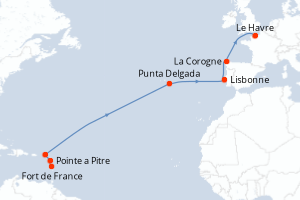 Itinéraire croisière MSC Croisières au départ de Fort de France