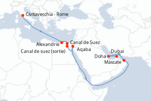 Itinéraire croisière MSC Croisières au départ de Civitavecchia - Rome