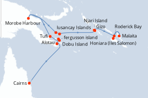 Itinéraire croisière Ponant au départ de Cairns