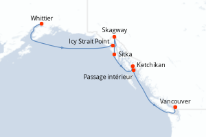 Itinéraire croisière Oceania Cruises au départ de Whittier