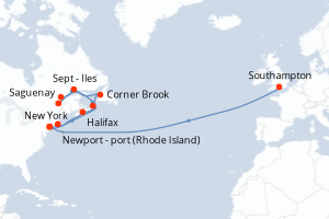 Itinéraire croisière Cunard au départ de Southampton