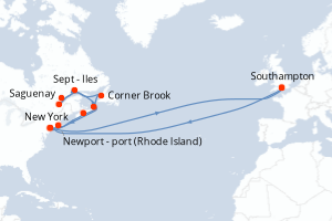 Itinéraire croisière Cunard au départ de Southampton