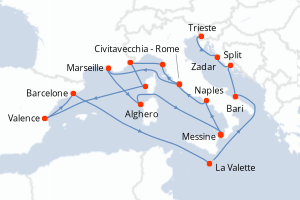 Itinéraire croisière Cunard au départ de Civitavecchia - Rome