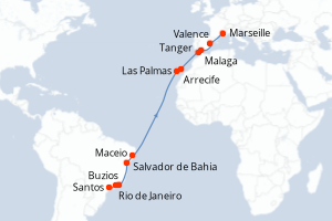 Itinéraire croisière MSC Croisières au départ de Santos