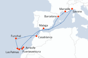 Itinéraire croisière Costa Croisières au départ de Marseille