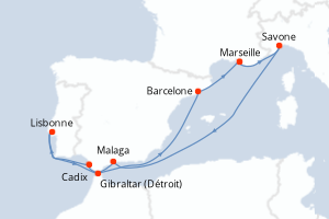 Itinéraire croisière Costa Croisières au départ de Marseille