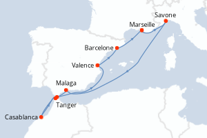 Itinéraire croisière Costa Croisières au départ de Marseille